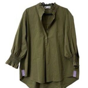 CARYN LAWN KIMBERLY FOREST GREEN TOP | SIZE L | CHIC CASUAL BLOUSE
